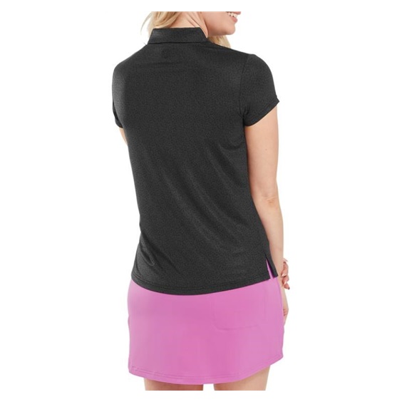 FootJoy Animal Print Cap Sleeve Lisle Damen Poloshirt, schwarz