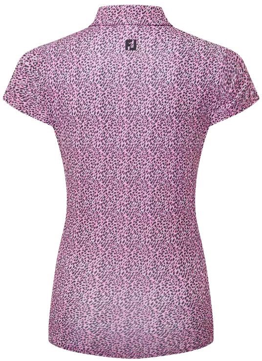 FootJoy Animal Print Cap Sleeve Lisle Damen Poloshirt, rosa/schwarz/weiss