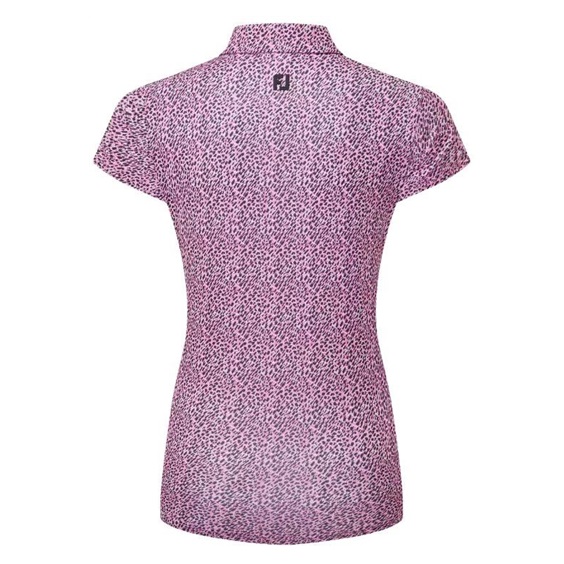 FootJoy Animal Print Cap Sleeve Lisle Damen Poloshirt, rosa/schwarz/weiss