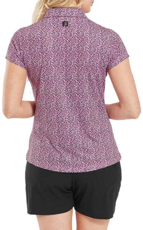 FootJoy Animal Print Cap Sleeve Lisle Damen Poloshirt, rosa/schwarz/weiss
