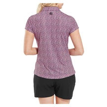 FootJoy Animal Print Cap Sleeve Lisle Damen Poloshirt, rosa/schwarz/weiss