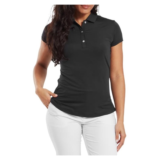 FootJoy Cap Sleeve Lisle Damen Poloshirt, schwarz