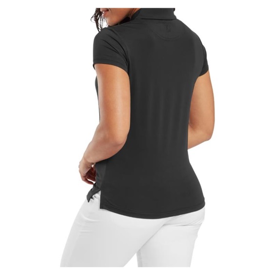 FootJoy Cap Sleeve Lisle Damen Poloshirt, schwarz