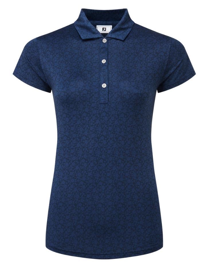 FootJoy Painted Floral Cap Sleeve Lisle Damen Poloshirt, dunkelblau