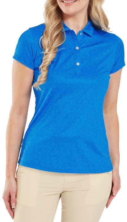 FootJoy Painted Floral Cap Sleeve Lisle Damen Poloshirt, blau