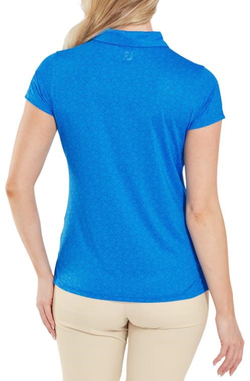 FootJoy Painted Floral Cap Sleeve Lisle Damen Poloshirt, blau