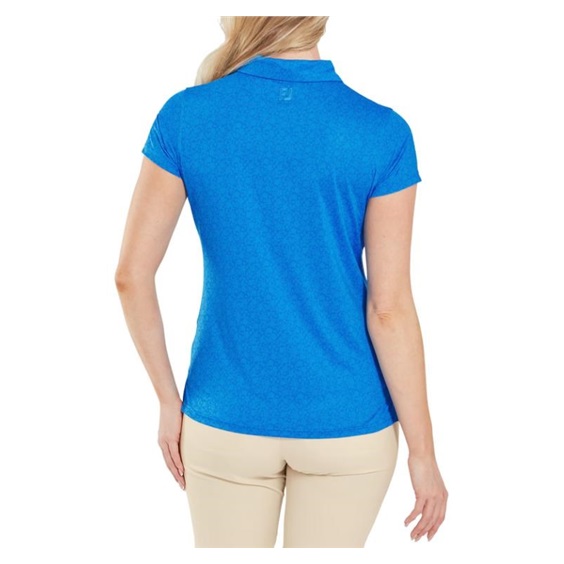 FootJoy Painted Floral Cap Sleeve Lisle Damen Poloshirt, blau