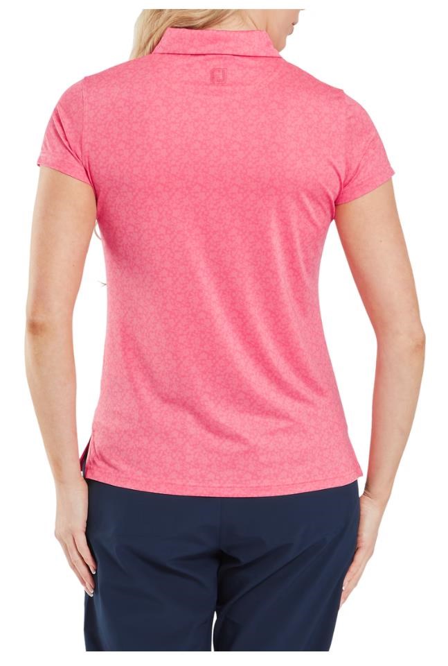 FootJoy Painted Floral Cap Sleeve Lisle Damen Poloshirt, rosa