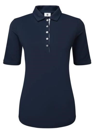 FootJoy Half Sleeve Ruched Lisle Damen Poloshirt, dunkelblau