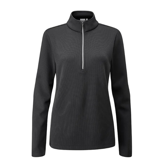 Ping Lyla half zip ribbed Damen Fleecejacke, schwarz