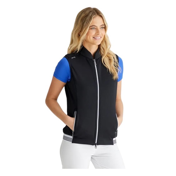 PING Dot Fleece Damen Weste, schwarz