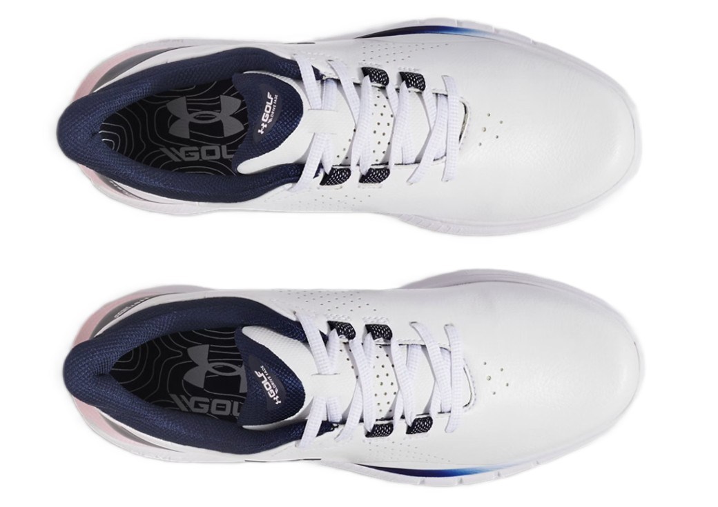 Under Armour Drive Fade SL Herren Golfschuhe, weiss/rosa/dunkelblau