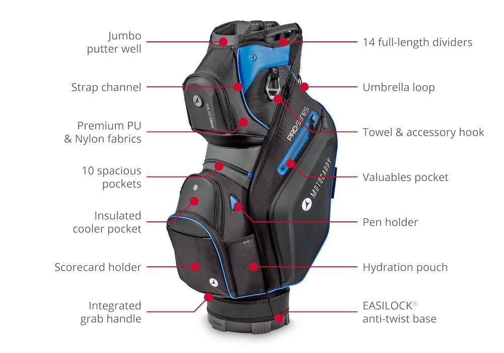 Motocaddy Pro-Series Cartbag, schwarz/rot