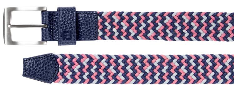 FootJoy Braided Herren Gürtel, dark denim/pink lemonade/skyway