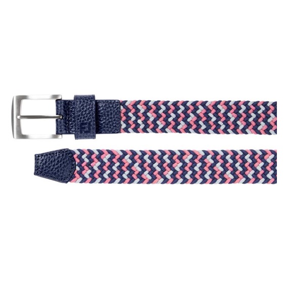 FootJoy Braided Herren Gürtel, dark denim/pink lemonade/skyway