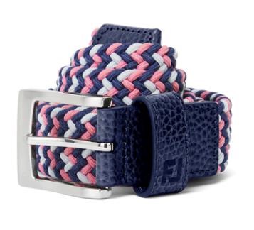 FootJoy Braided Herren Gürtel, dark denim/pink lemonade/skyway