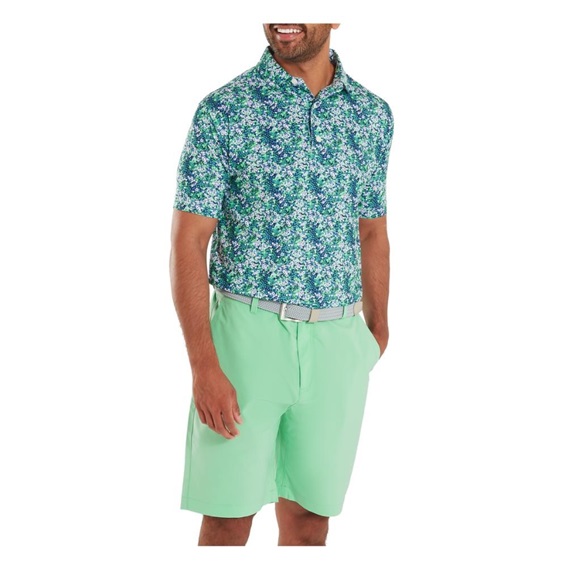 FootJoy Garden Print Lisle Herren Poloshirt, dunkelblau