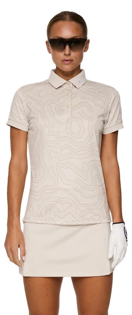 J.Lindeberg Tour Tech Print Damen Poloshirt, moonbeam