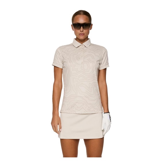 J.Lindeberg Tour Tech Print Damen Poloshirt, moonbeam