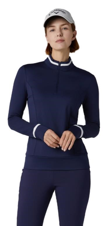 Callaway Thermal Long Sleeve Colourblock Damen Poloshirt, dunkelblau