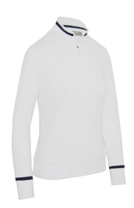 Callaway Thermal Long Sleeve Colourblock Damen Poloshirt, weiss