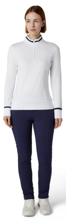 Callaway Thermal Long Sleeve Colourblock Damen Poloshirt, weiss