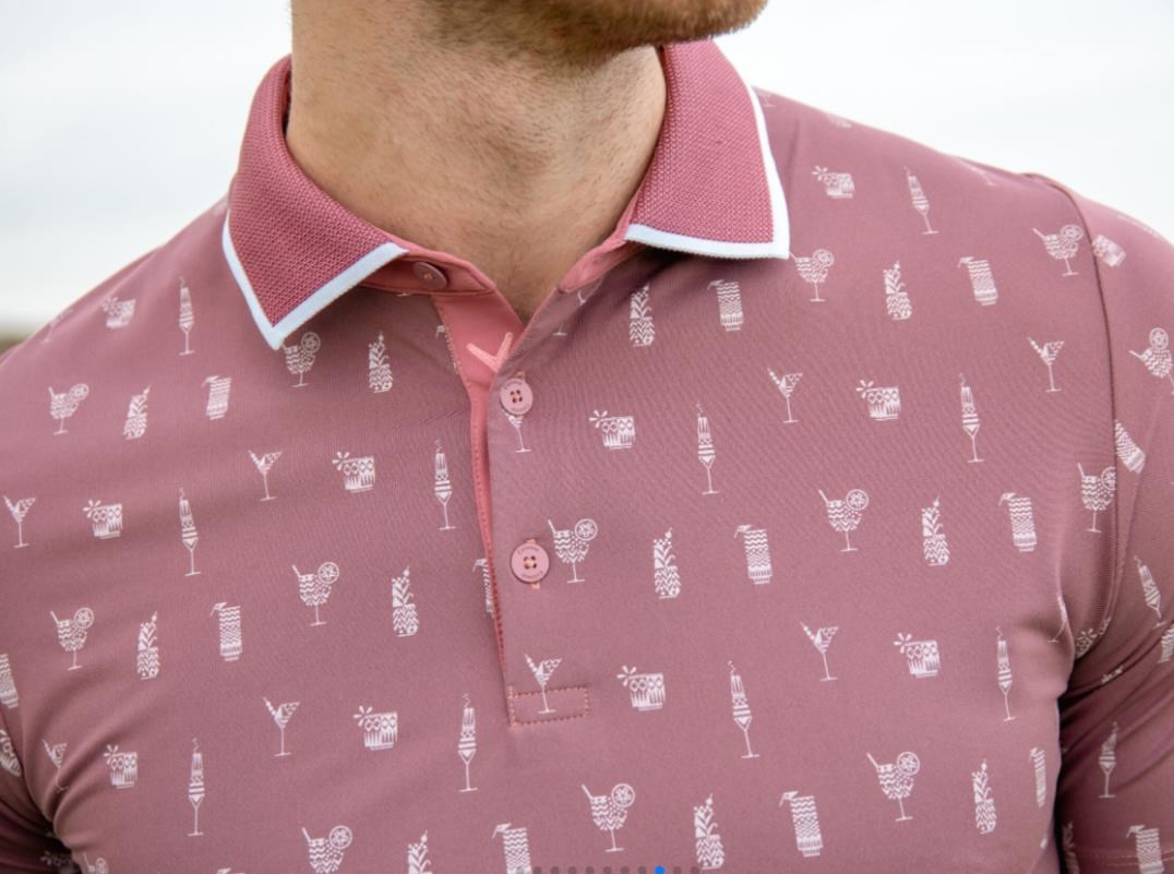 Callaway Geo Cocktail Print Herren Poloshirt, mesa rose