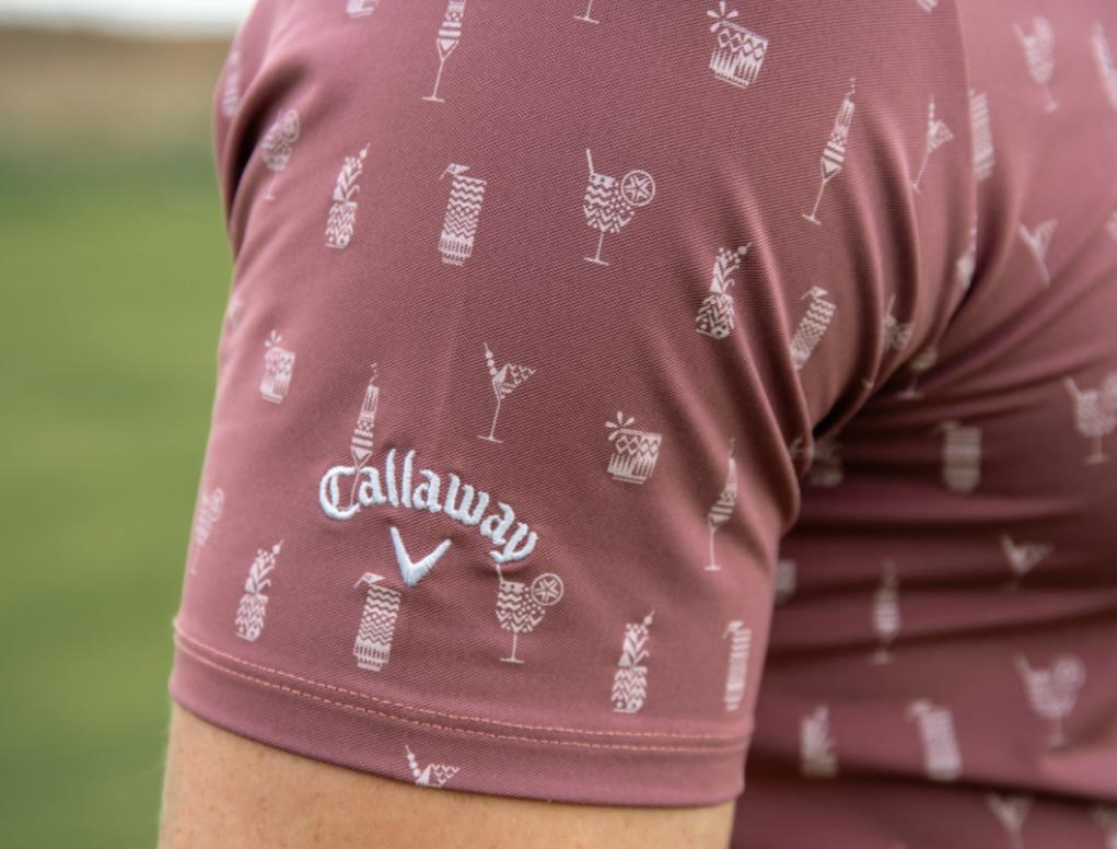 Callaway Geo Cocktail Print Herren Poloshirt, mesa rose