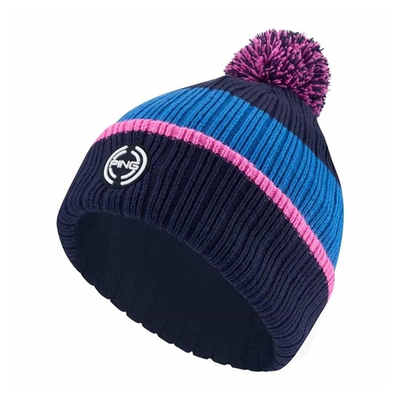 Ping Bassett Striped Knitted Herren Wintermütze, navy/tidal blue multi