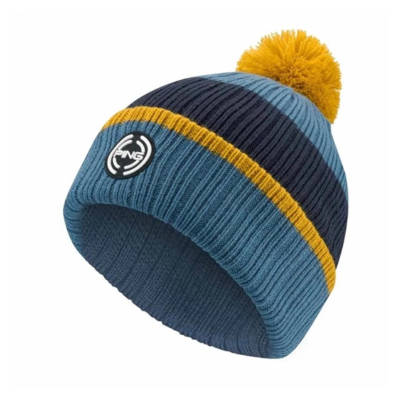 Ping Bassett Striped Knitted Herren Wintermütze, blue fusion multi