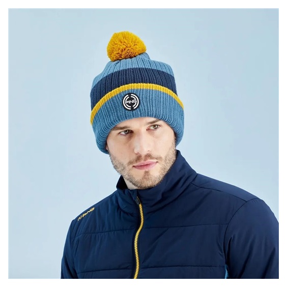 Ping Bassett Striped Knitted Herren Wintermütze, blue fusion multi