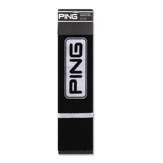 Ping Trifold GolfHandtuch, schwarz/weiss