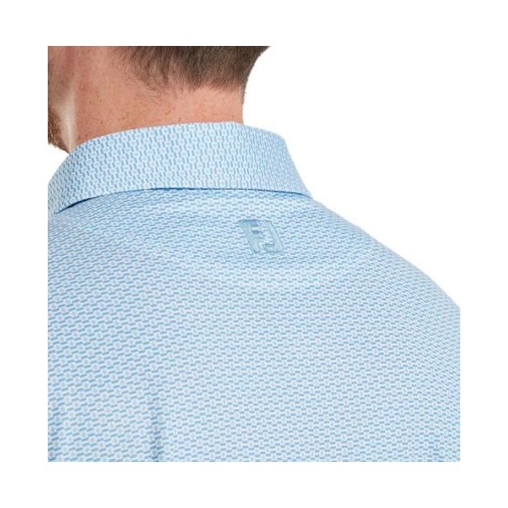 FootJoy Nautical Flag Print Lisle Herren Poloshirt, blue reef/deep reef