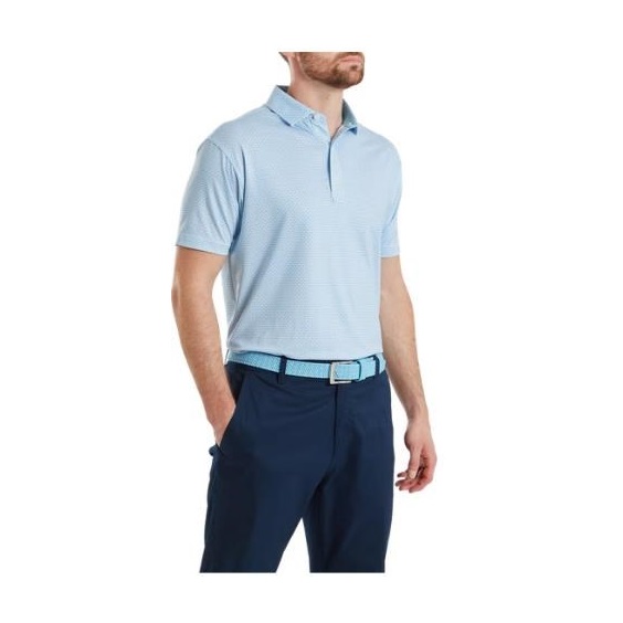 FootJoy Nautical Flag Print Lisle Herren Poloshirt, blue reef/deep reef