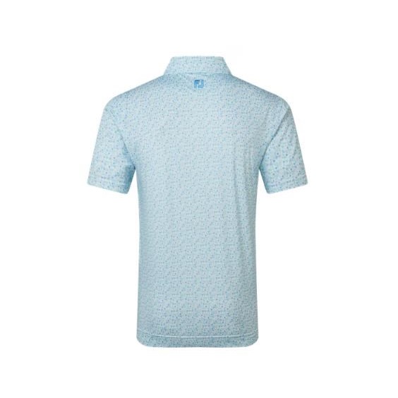 FootJoy Surfs Up Print Lisle Herren Poloshirt, deep reef/white/sea glass/blue reef