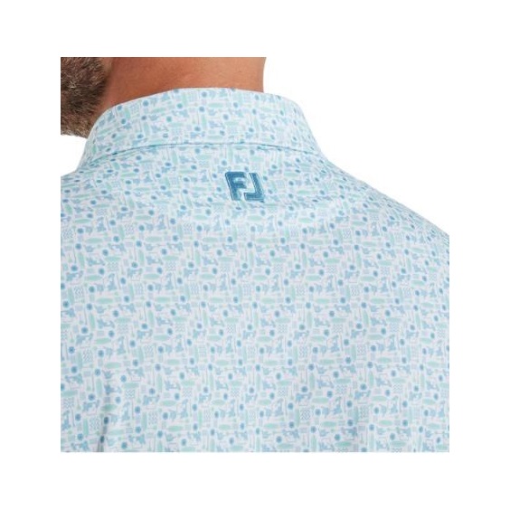 FootJoy Surfs Up Print Lisle Herren Poloshirt, deep reef/white/sea glass/blue reef