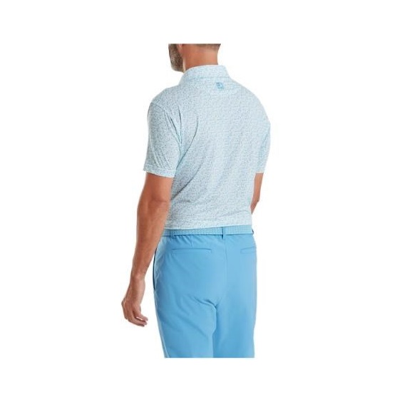 FootJoy Surfs Up Print Lisle Herren Poloshirt, deep reef/white/sea glass/blue reef