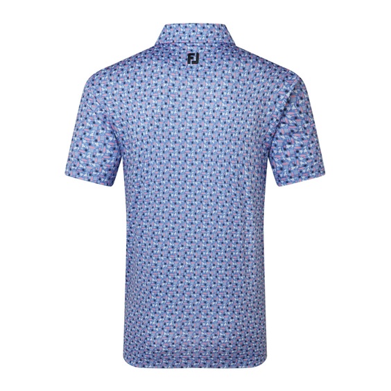 FootJoy Surfs Up Print Lisle Herren Poloshirt, white/vivid violet/pink pop/black