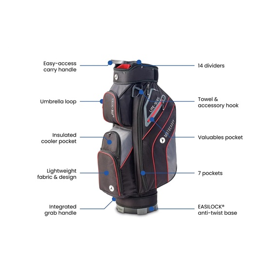 Motocaddy NEW Lite-Series Cartbag, schwarz/rot