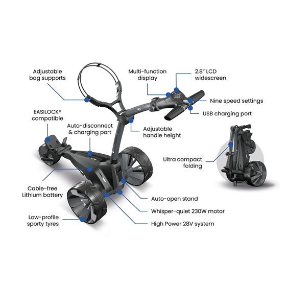 Motocaddy NEW M1 Elektrotrolley, Standard-Lithium-Akku