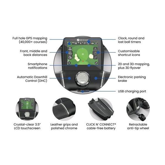 Motocaddy NEW M-TECH GPS DHC Elektrotrolley, Ultra-Lithium-Akku