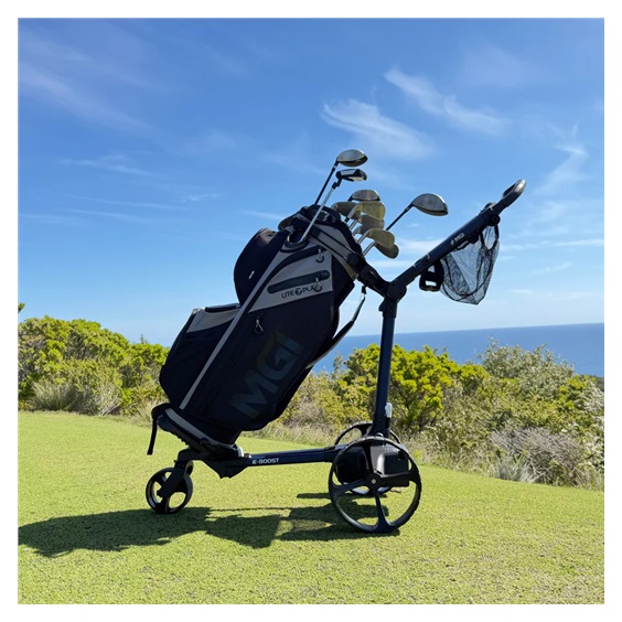 MGI E-Boost hybrid golf trolley 2026 elektrischer Trolley, matt navy