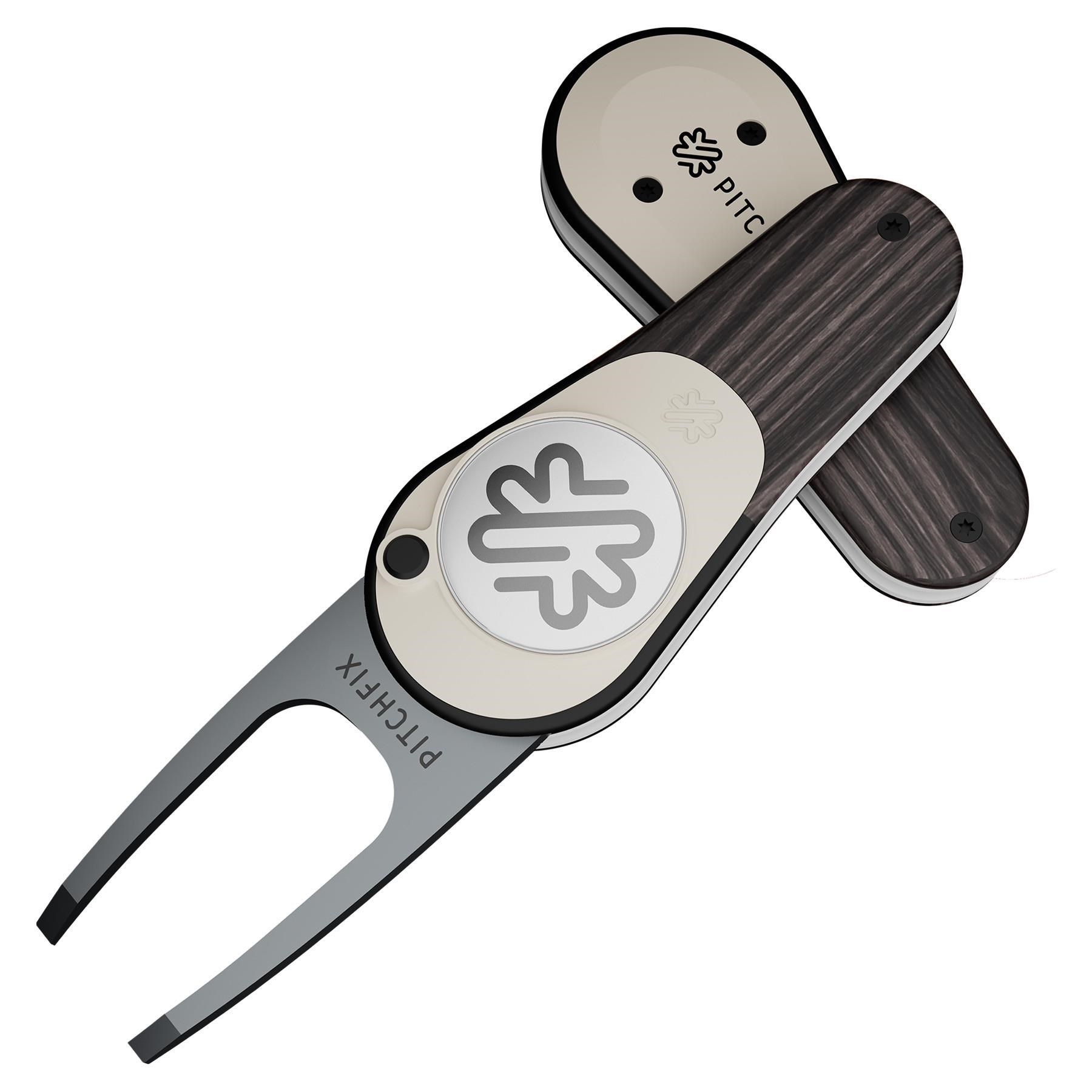Pitchfix Woodie Pitchgabel mit Ballmarker, Black Ash