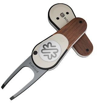 Pitchfix Woodie Pitchgabel mit Ballmarker, Walnut
