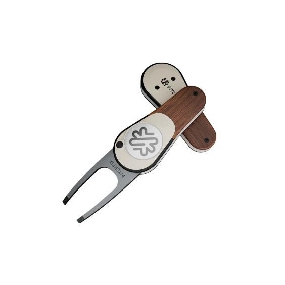 Pitchfix Woodie Pitchgabel mit Ballmarker, Walnut