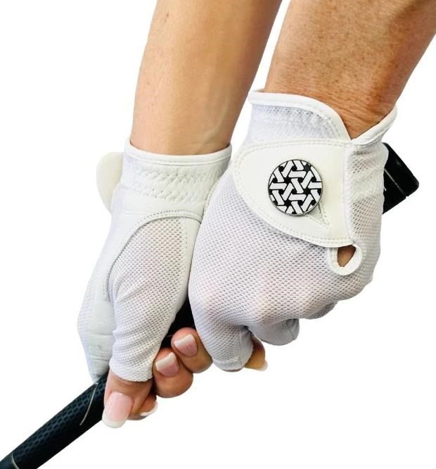 Best of Golf America Half Finger Damen Handschuh, weiss