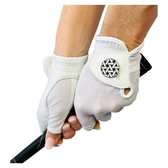 Best of Golf America Half Finger Damen Handschuh, weiss