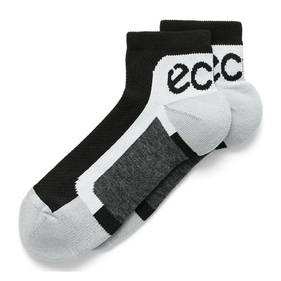 Ecco Tech Sporty Ankle-Cut Socken, Schwarz/Weiß