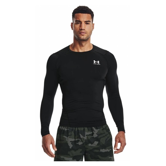 Under Armour HeatGear Herren Kompressionsshirt langarm, schwarz/weiß
