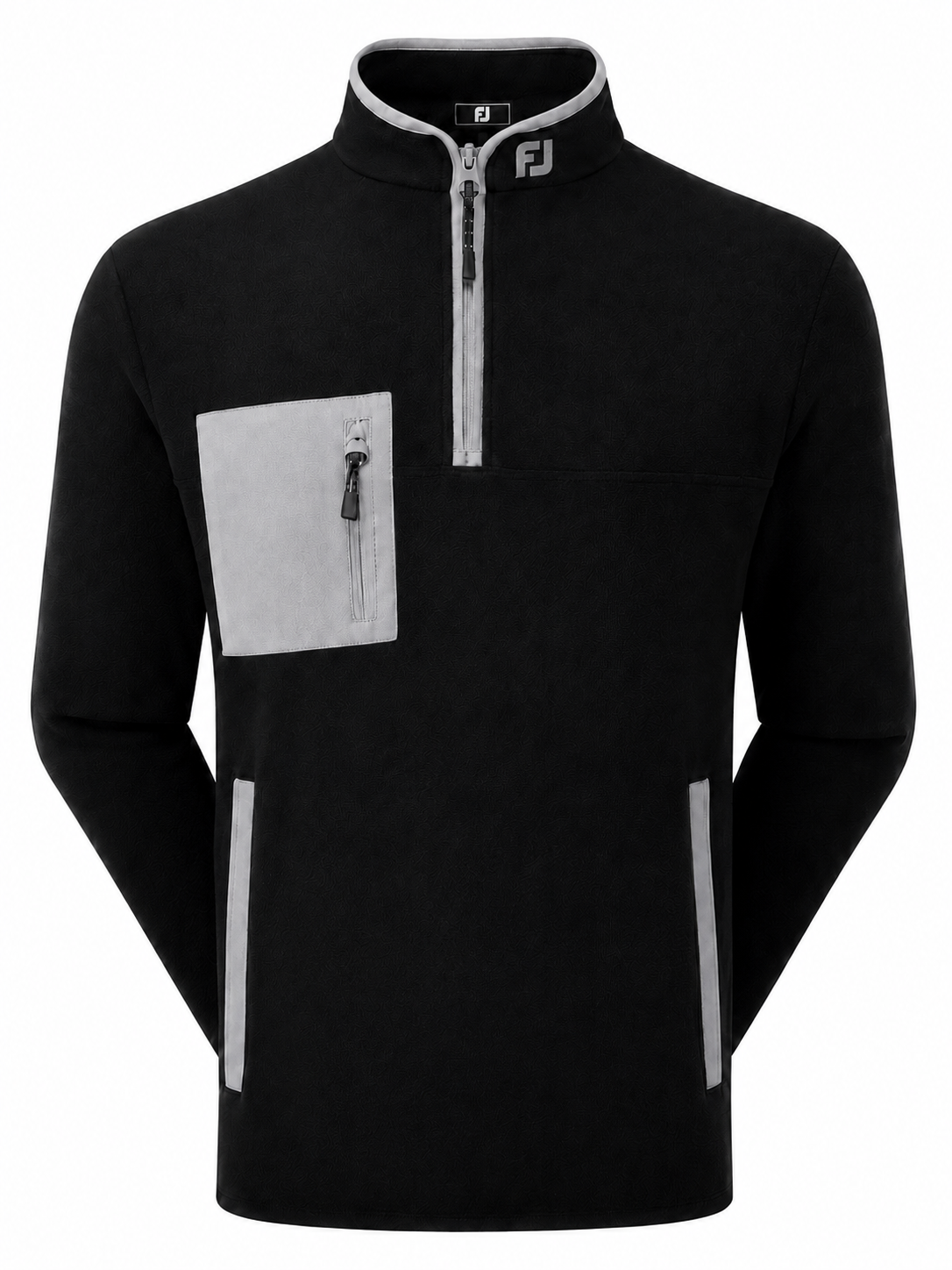 FootJoy Polar Fleece Chill-Out Herren Sweatshirt, schwarz/grau